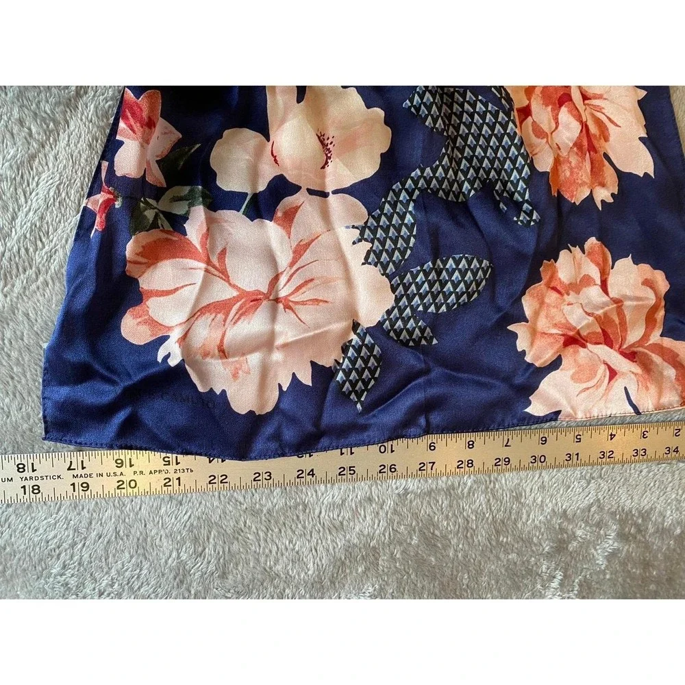 Vince Camuto Scarf Silk Peony Hair Belt Neck Accessory Oblong 17